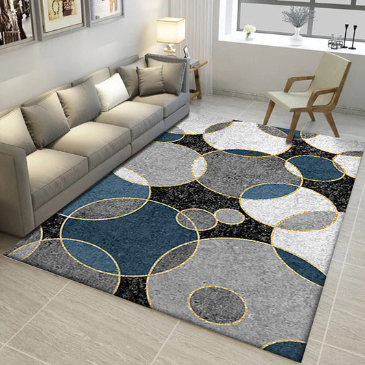 Nordic Modern Rug in Black Color Block Circle Pattern Area Rug Polyester Machine Washable Carpet for Home Decoration Clearhalo 'Area Rug' 'Modern' 'Rugs' Rug' 1579028