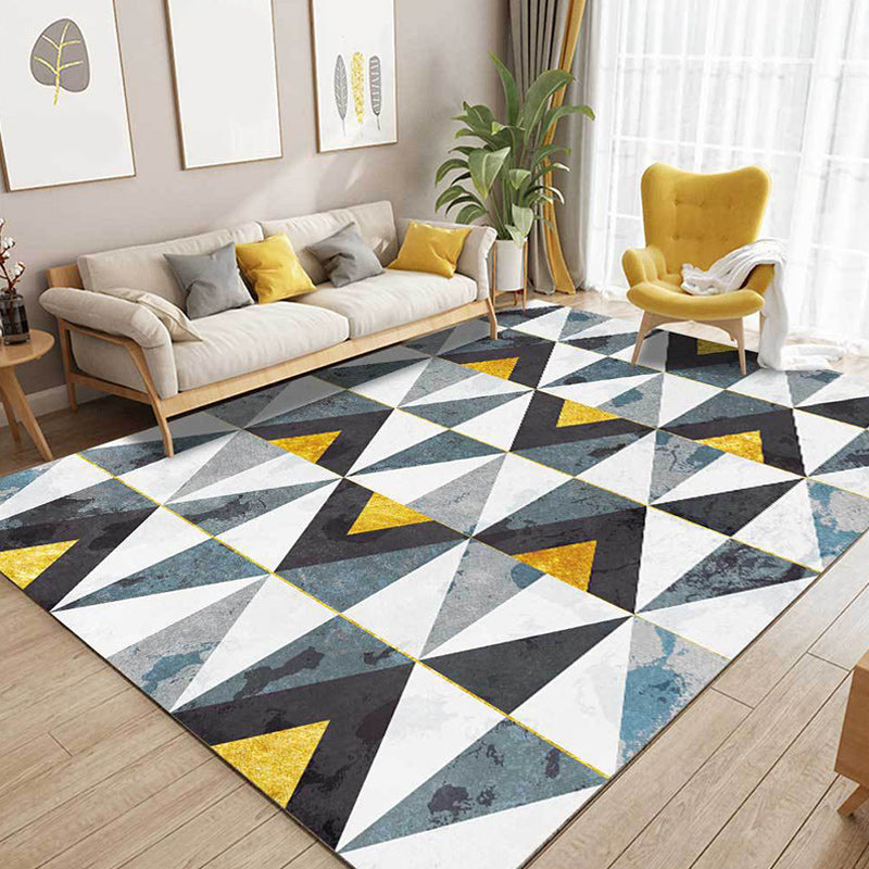 Blue and White Novelty Rug Polyester Geometric Print Rug Washable Non-Slip Backing Carpet for Living Room Blue Clearhalo 'Area Rug' 'Modern' 'Rugs' Rug' 1579042