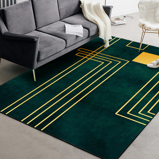 Simple Striped Pattern Rug Green and Golden Polyester Rug Machine Washable Non-Slip Backing Area Rug for Bedroom Clearhalo 'Area Rug' 'Modern' 'Rugs' Rug' 1579051