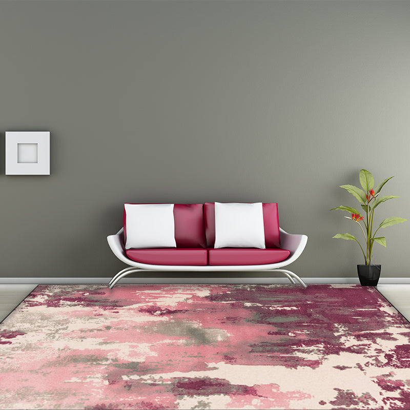 Simple Modern Rug Multicolor Abstract Oil Painting Print Area Rug Polyester Washable Carpet for Living Room Pink Clearhalo 'Area Rug' 'Modern' 'Rugs' Rug' 1579066