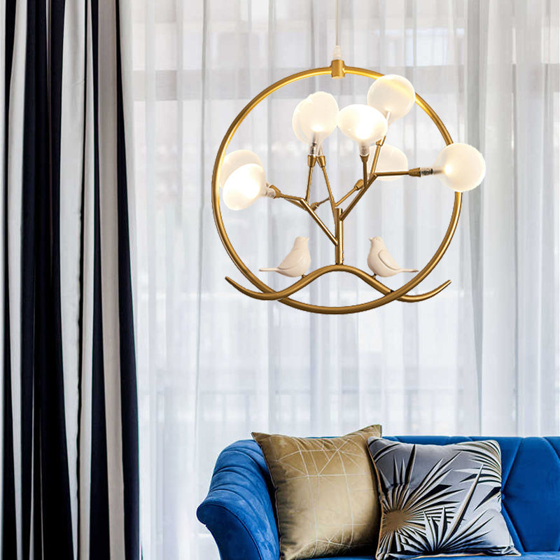 Modernist Circular Hanging Chandelier Light Metal 9-Light Indoor Pendant Lamp with Acrylic Shade in Black/Gold Finish Clearhalo 'Ceiling Lights' 'Chandeliers' 'Modern Chandeliers' 'Modern' Lighting' 157909