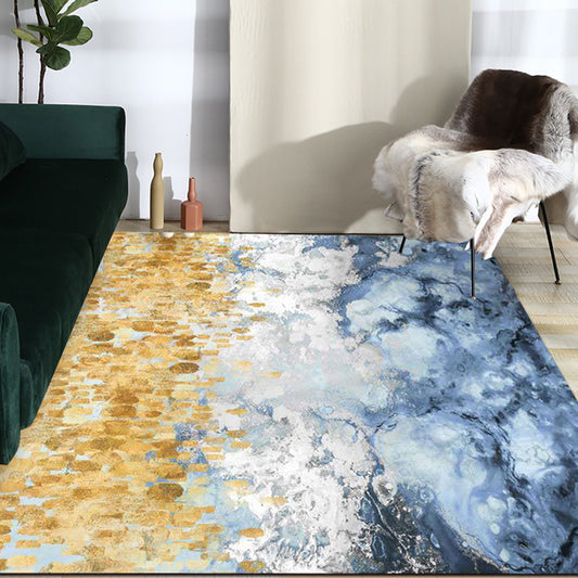 Novelty Oil Painting Pattern Rug Blue and White Polyester Rug Washable Non-Slip Backing Carpet for Living Room Clearhalo 'Area Rug' 'Modern' 'Rugs' Rug' 1579091