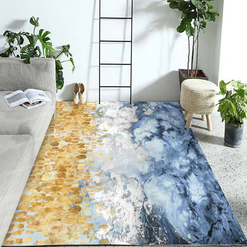 Novelty Oil Painting Pattern Rug Blue and White Polyester Rug Washable Non-Slip Backing Carpet for Living Room Clearhalo 'Area Rug' 'Modern' 'Rugs' Rug' 1579092