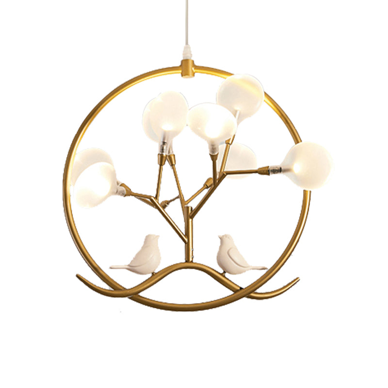 Modernist Circular Hanging Chandelier Light Metal 9-Light Indoor Pendant Lamp with Acrylic Shade in Black/Gold Finish Clearhalo 'Ceiling Lights' 'Chandeliers' 'Modern Chandeliers' 'Modern' Lighting' 157910