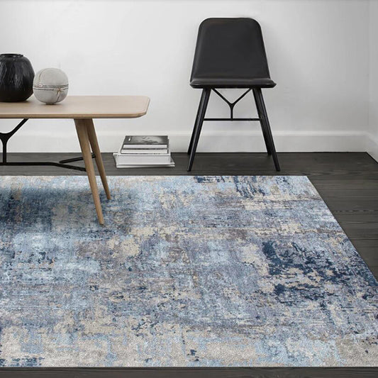 Funky Abstract Rug Blue and Grey Simple Rug Polyester Washable Anti-Slip Backing Carpet for Living Room Blue Clearhalo 'Area Rug' 'Modern' 'Rugs' Rug' 1579114