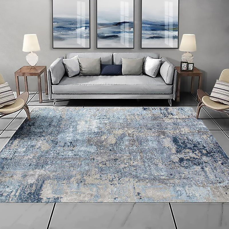 Funky Abstract Rug Blue and Grey Simple Rug Polyester Washable Anti-Slip Backing Carpet for Living Room Clearhalo 'Area Rug' 'Modern' 'Rugs' Rug' 1579115