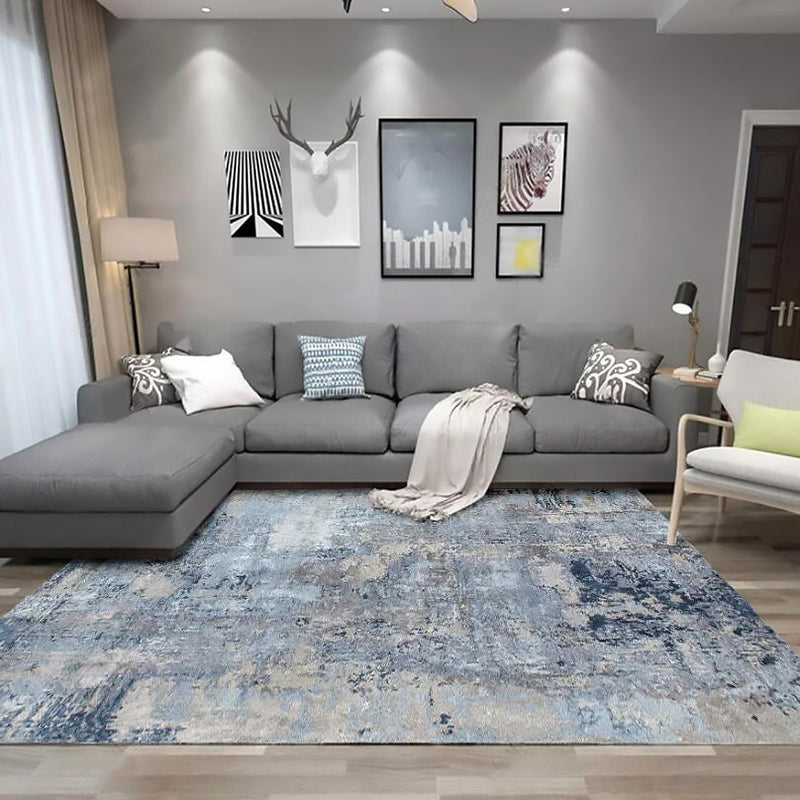 Funky Abstract Rug Blue and Grey Simple Rug Polyester Washable Anti-Slip Backing Carpet for Living Room Clearhalo 'Area Rug' 'Modern' 'Rugs' Rug' 1579116