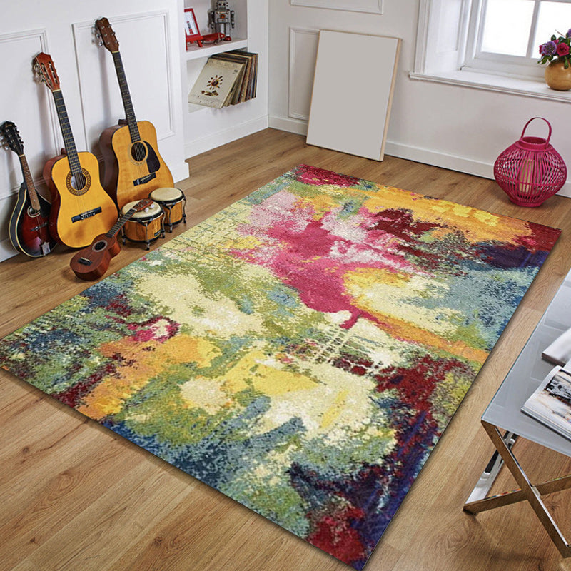Green and Red Contemporary Rug Polyester Oil Painting Print Rug Washable Non-Slip Backing Carpet for Living Room Green Clearhalo 'Area Rug' 'Modern' 'Rugs' Rug' 1579130