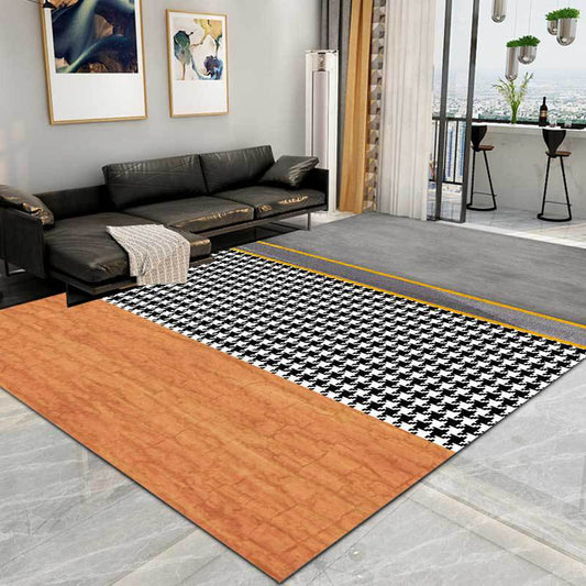 Modern Living Room Rug Multi-colored Colorblock Houndstooth Print Rug Polyester Machine Washable Area Rug Yellow-Red Clearhalo 'Area Rug' 'Modern' 'Rugs' Rug' 1579138