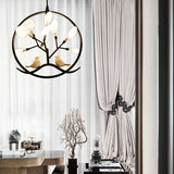 Modernist Circular Hanging Chandelier Light Metal 9-Light Indoor Pendant Lamp with Acrylic Shade in Black/Gold Finish Clearhalo 'Ceiling Lights' 'Chandeliers' 'Modern Chandeliers' 'Modern' Lighting' 157913