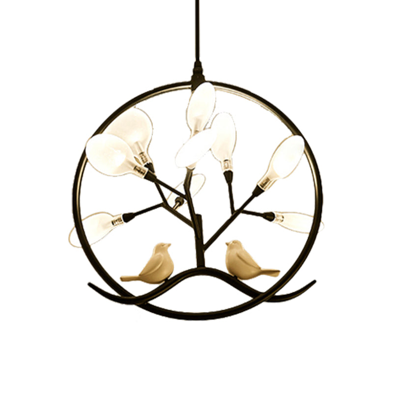 Modernist Circular Hanging Chandelier Light Metal 9-Light Indoor Pendant Lamp with Acrylic Shade in Black/Gold Finish Clearhalo 'Ceiling Lights' 'Chandeliers' 'Modern Chandeliers' 'Modern' Lighting' 157914