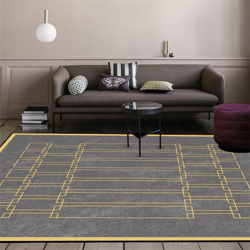 Modern Living Room Rug in Grey Geometric Rectangle Print Rug Polyester Washable Non-Slip Backing Area Rug Clearhalo 'Area Rug' 'Modern' 'Rugs' Rug' 1579147
