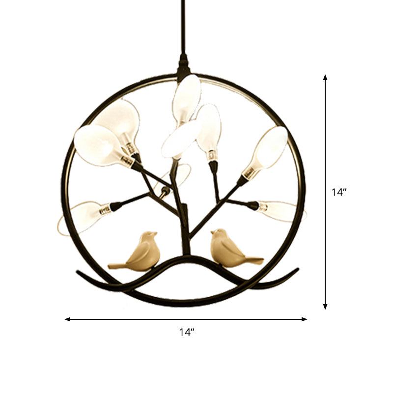 Modernist Circular Hanging Chandelier Light Metal 9-Light Indoor Pendant Lamp with Acrylic Shade in Black/Gold Finish Clearhalo 'Ceiling Lights' 'Chandeliers' 'Modern Chandeliers' 'Modern' Lighting' 157915