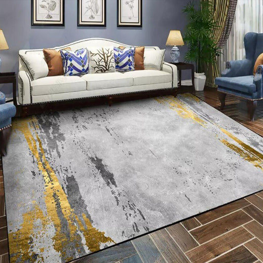 Casual Abstract Rug Grey and Golden Polyester Rug Washable Non-Slip Backing Area Rug for Bedroom Grey Clearhalo 'Area Rug' 'Modern' 'Rugs' Rug' 1579162