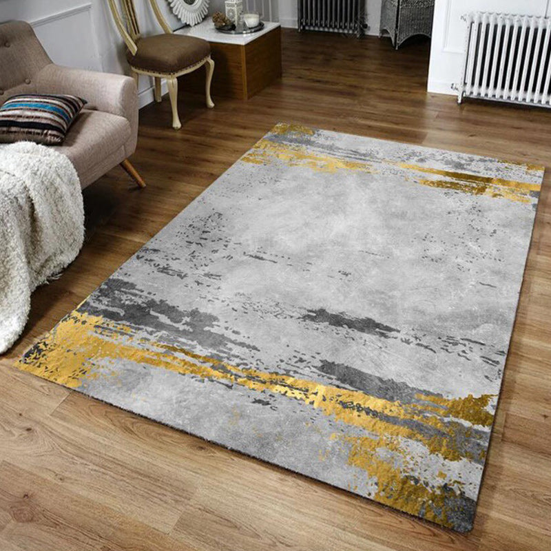 Casual Abstract Rug Grey and Golden Polyester Rug Washable Non-Slip Backing Area Rug for Bedroom Clearhalo 'Area Rug' 'Modern' 'Rugs' Rug' 1579163