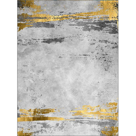 Casual Abstract Rug Grey and Golden Polyester Rug Washable Non-Slip Backing Area Rug for Bedroom Clearhalo 'Area Rug' 'Modern' 'Rugs' Rug' 1579164