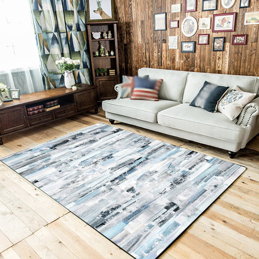 Creative Brushstroke Pattern Rug White and Blue Casual Rug Polyester Washable Anti-Slip Backing Carpet for Living Room Clearhalo 'Area Rug' 'Modern' 'Rugs' Rug' 1579171