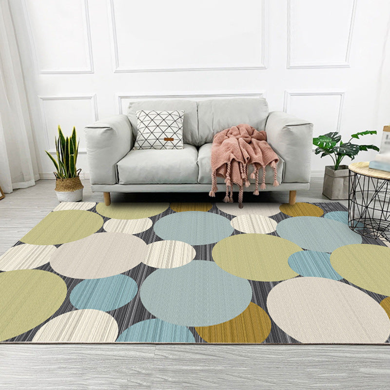 Grey and Yellow Nordic Rug Polyester Circles Pattern Rug Washable Non-Slip Backing Carpet for Living Room Yellow Clearhalo 'Area Rug' 'Modern' 'Rugs' Rug' 1579217
