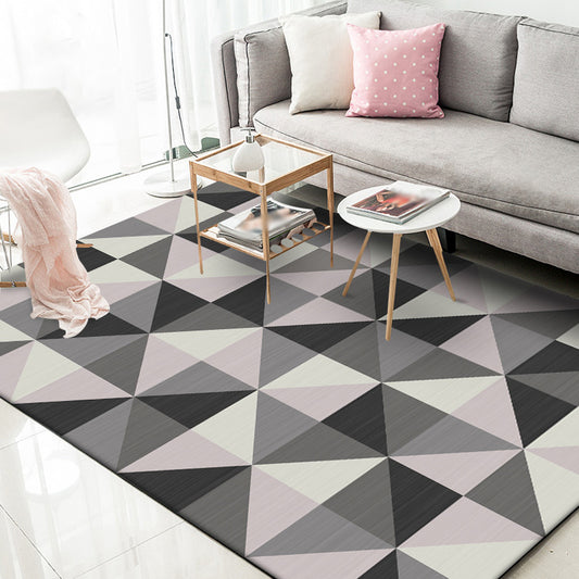 Simple Checked Pattern Rug Grey Polyester Rug Machine Washable Non-Slip Backing Area Rug for Bedroom Grey Clearhalo 'Area Rug' 'Modern' 'Rugs' Rug' 1579233
