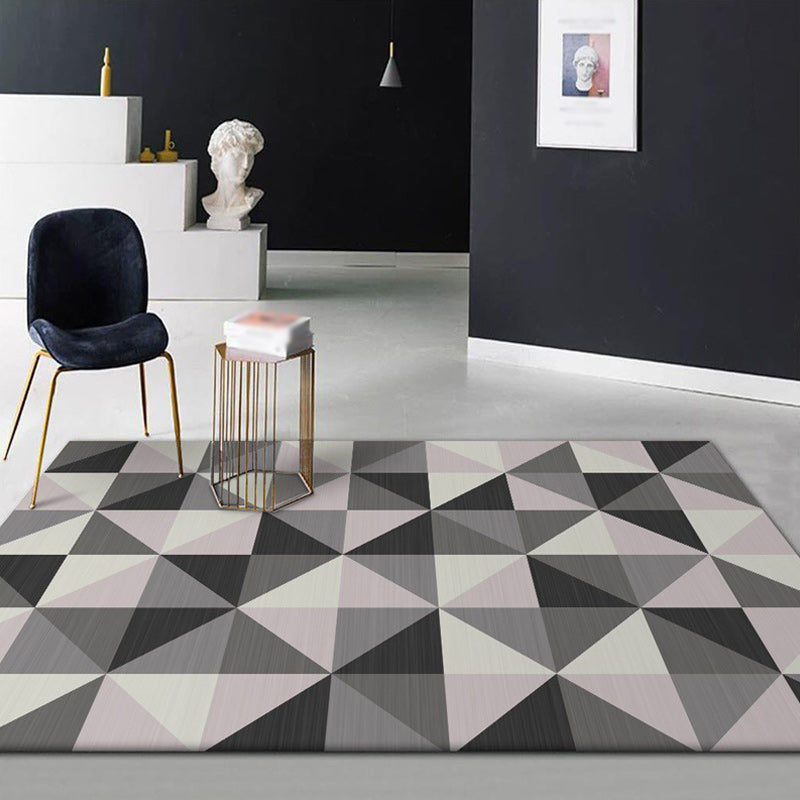 Simple Checked Pattern Rug Grey Polyester Rug Machine Washable Non-Slip Backing Area Rug for Bedroom Clearhalo 'Area Rug' 'Modern' 'Rugs' Rug' 1579234