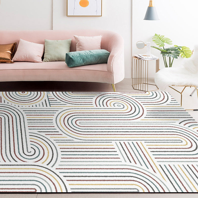 Light Grey Modern Rug Polyester Striped Pattern Rug Washable Non-Slip Backing Carpet for Living Room Light Gray Clearhalo 'Area Rug' 'Modern' 'Rugs' Rug' 1579249