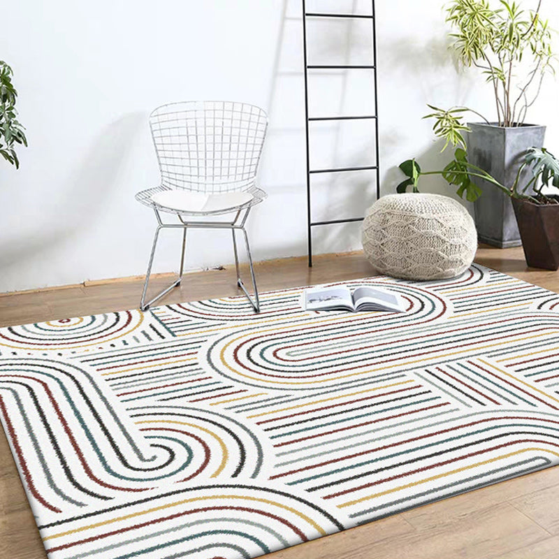 Light Grey Modern Rug Polyester Striped Pattern Rug Washable Non-Slip Backing Carpet for Living Room Clearhalo 'Area Rug' 'Modern' 'Rugs' Rug' 1579250