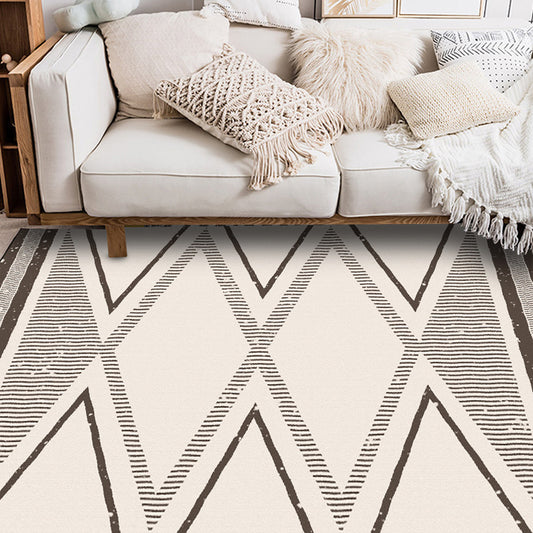 Beige Nordic Rug Polyester Striped Geometric Pattern Rug Washable Non-Slip Backing Carpet for Living Room Beige Clearhalo 'Area Rug' 'Modern' 'Rugs' Rug' 1579257