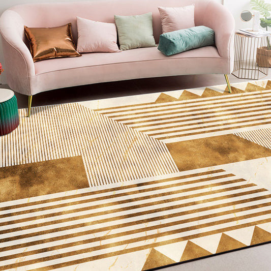 Stylish Striped Geometric Pattern Rug Golden Casual Rug Polyester Washable Anti-Slip Backing Area Rug for Living Room Golden Clearhalo 'Area Rug' 'Modern' 'Rugs' Rug' 1579265