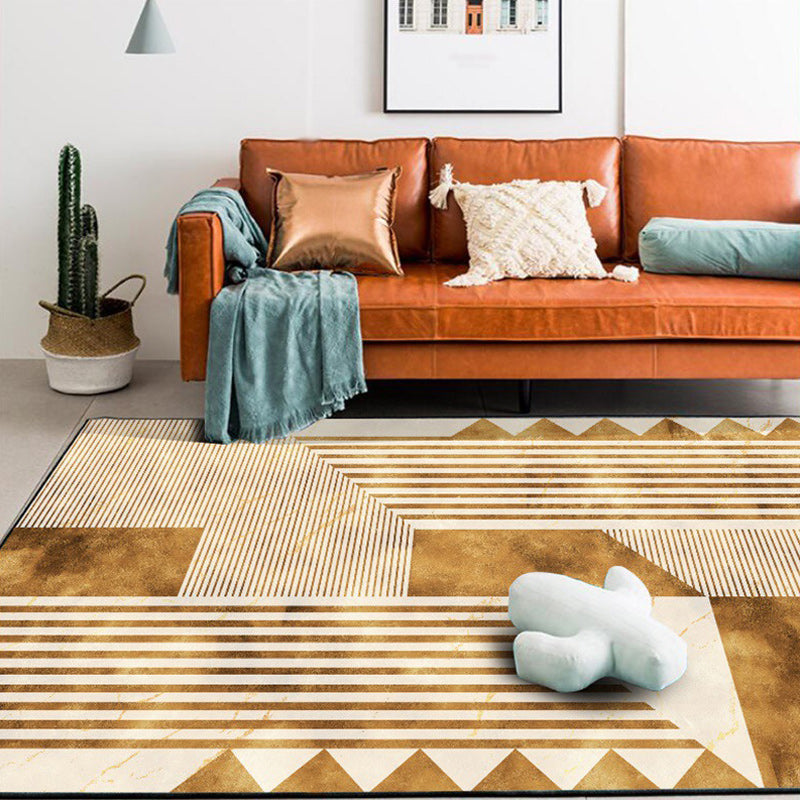 Stylish Striped Geometric Pattern Rug Golden Casual Rug Polyester Washable Anti-Slip Backing Area Rug for Living Room Clearhalo 'Area Rug' 'Modern' 'Rugs' Rug' 1579266