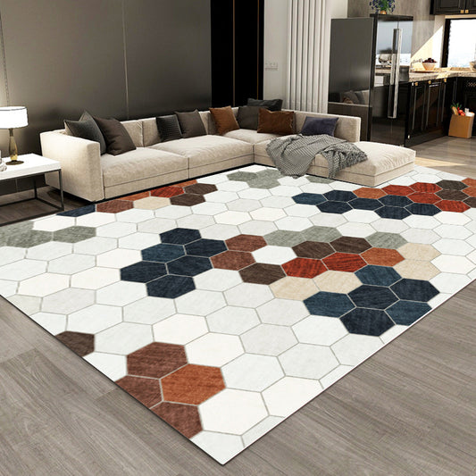 Novelty Colorblock Geometric Pattern Rug Grey Multicolor Polyester Rug Machine Washable Non-Slip Area Rug for Bedroom Light Gray Clearhalo 'Area Rug' 'Modern' 'Rugs' Rug' 1579273