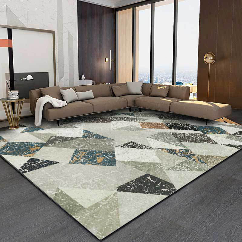 Modern Geometric Rug Grey Polyester Rug Machine Washable Non-Slip Backing Area Rug for Bedroom Grey Clearhalo 'Area Rug' 'Modern' 'Rugs' Rug' 1579281
