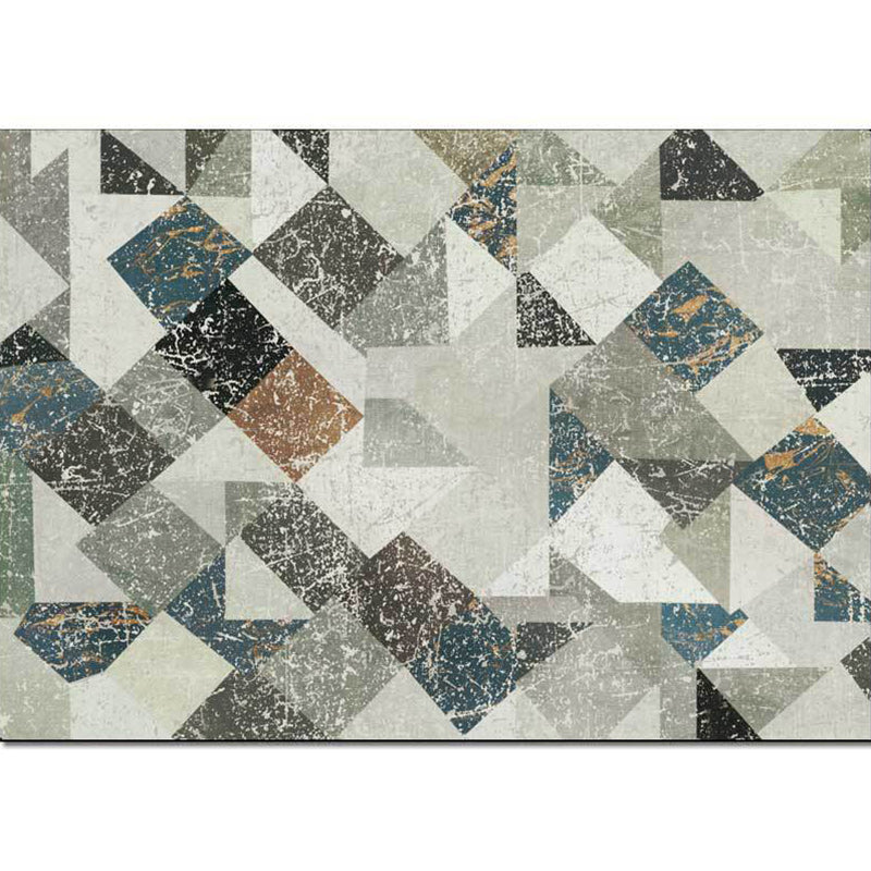 Modern Geometric Rug Grey Polyester Rug Machine Washable Non-Slip Backing Area Rug for Bedroom Clearhalo 'Area Rug' 'Modern' 'Rugs' Rug' 1579283