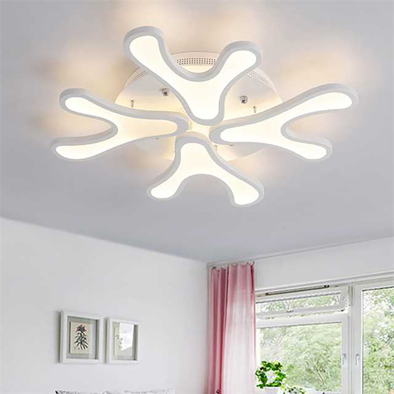 Coral LED Flush Mount Ceiling Light Contemporary Acrylic 4/6/12-Light Bedroom Ceiling Lighting Fixture in Warm/White/Natural Light 4 White Clearhalo 'Ceiling Lights' 'Close To Ceiling Lights' 'Close to ceiling' 'Semi-flushmount' Lighting' 157930