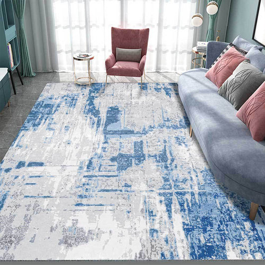 Blue Bedroom Rug Modern Abstract Cement Pattern Area Rug Polyester Washable Carpet Blue Clearhalo 'Area Rug' 'Modern' 'Rugs' Rug' 1579305