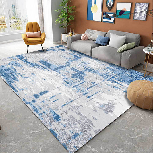 Blue Bedroom Rug Modern Abstract Cement Pattern Area Rug Polyester Washable Carpet Clearhalo 'Area Rug' 'Modern' 'Rugs' Rug' 1579306