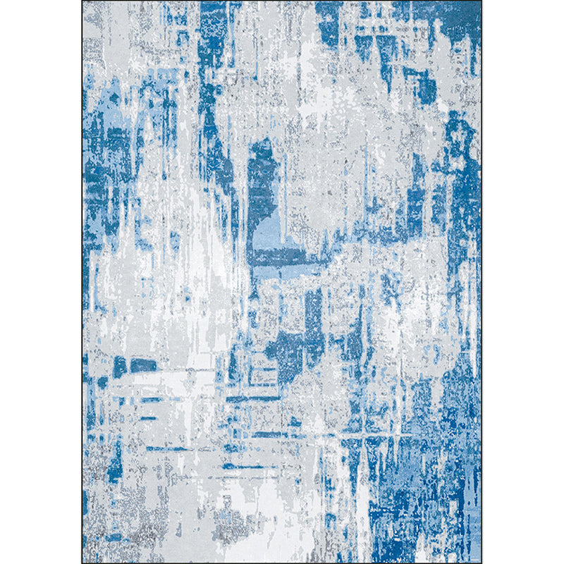 Blue Bedroom Rug Modern Abstract Cement Pattern Area Rug Polyester Washable Carpet Clearhalo 'Area Rug' 'Modern' 'Rugs' Rug' 1579307
