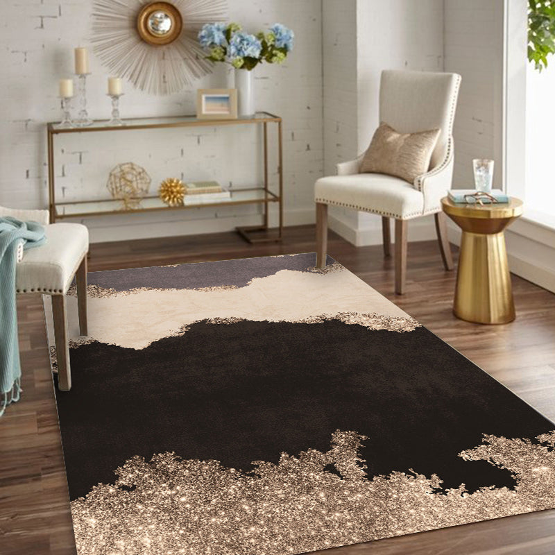 Colorful Bedroom Rug Modern Abstract Color Block Pattern Area Rug Polyester Washable Area Rug Black Clearhalo 'Area Rug' 'Modern' 'Rugs' Rug' 1579313