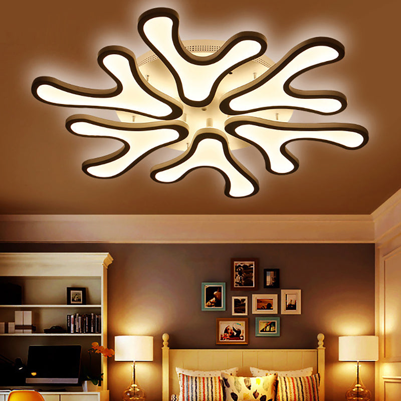 Coral LED Flush Mount Ceiling Light Contemporary Acrylic 4/6/12-Light Bedroom Ceiling Lighting Fixture in Warm/White/Natural Light 6 White Warm Clearhalo 'Ceiling Lights' 'Close To Ceiling Lights' 'Close to ceiling' 'Semi-flushmount' Lighting' 157934