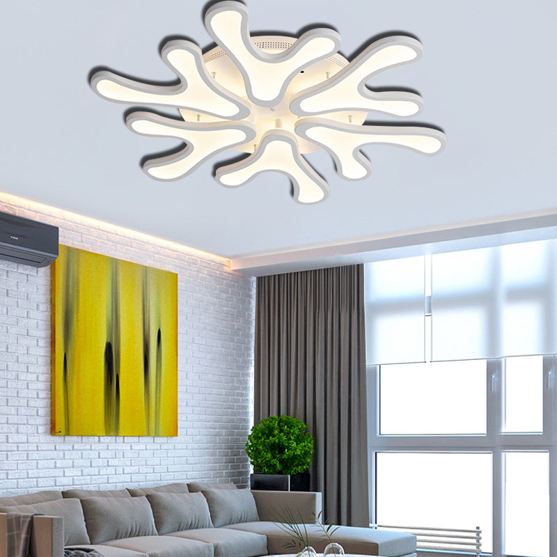 Coral LED Flush Mount Ceiling Light Contemporary Acrylic 4/6/12-Light Bedroom Ceiling Lighting Fixture in Warm/White/Natural Light 6 White Clearhalo 'Ceiling Lights' 'Close To Ceiling Lights' 'Close to ceiling' 'Semi-flushmount' Lighting' 157935