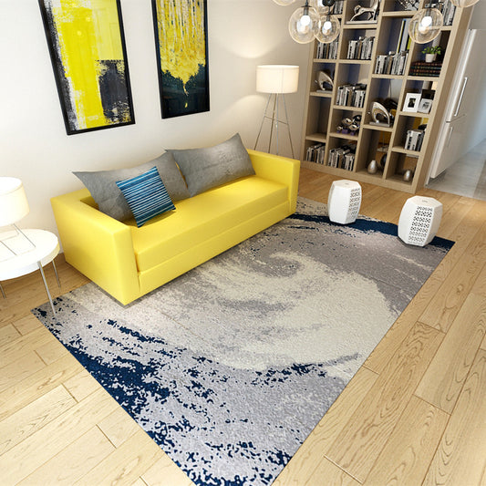 Stylish Abstract Rug Grey and Blue Casual Rug Polyester Machine Washable Carpet for Living Room Grey Clearhalo 'Area Rug' 'Modern' 'Rugs' Rug' 1579378