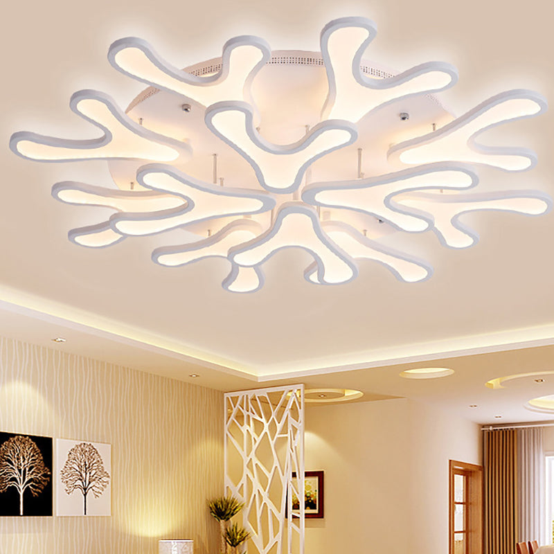 Coral LED Flush Mount Ceiling Light Contemporary Acrylic 4/6/12-Light Bedroom Ceiling Lighting Fixture in Warm/White/Natural Light 12 White Clearhalo 'Ceiling Lights' 'Close To Ceiling Lights' 'Close to ceiling' 'Semi-flushmount' Lighting' 157938