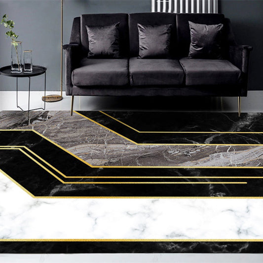 Novelty Modern Rug in Black Color Block Marble Pattern Area Rug Polyester Washable Carpet for Home Decoration Clearhalo 'Area Rug' 'Modern' 'Rugs' Rug' 1579408