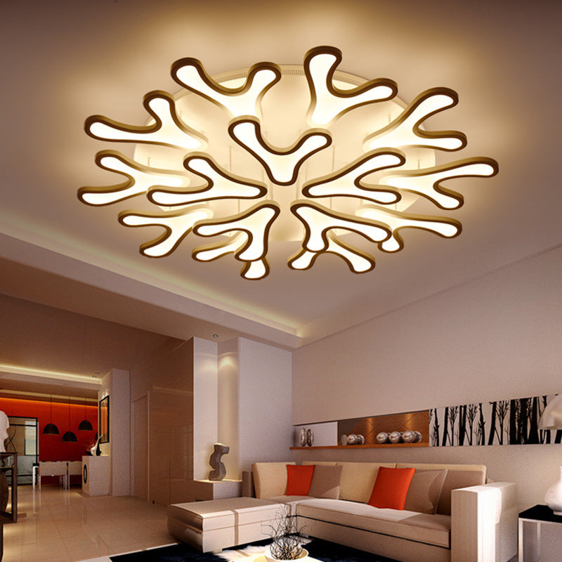 Coral LED Flush Mount Ceiling Light Contemporary Acrylic 4/6/12-Light Bedroom Ceiling Lighting Fixture in Warm/White/Natural Light 15 White Warm Clearhalo 'Ceiling Lights' 'Close To Ceiling Lights' 'Close to ceiling' 'Semi-flushmount' Lighting' 157942