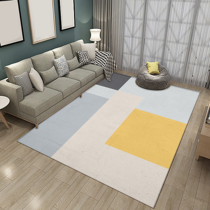 Modern Living Room Rug Multicolor Colorblock Print Rug Polyester Washable Anti-Slip Backing Area Rug Yellow Clearhalo 'Area Rug' 'Modern' 'Rugs' Rug' 1579424