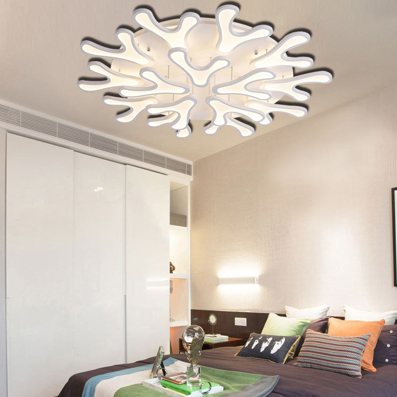 Coral LED Flush Mount Ceiling Light Contemporary Acrylic 4/6/12-Light Bedroom Ceiling Lighting Fixture in Warm/White/Natural Light 15 White Clearhalo 'Ceiling Lights' 'Close To Ceiling Lights' 'Close to ceiling' 'Semi-flushmount' Lighting' 157943