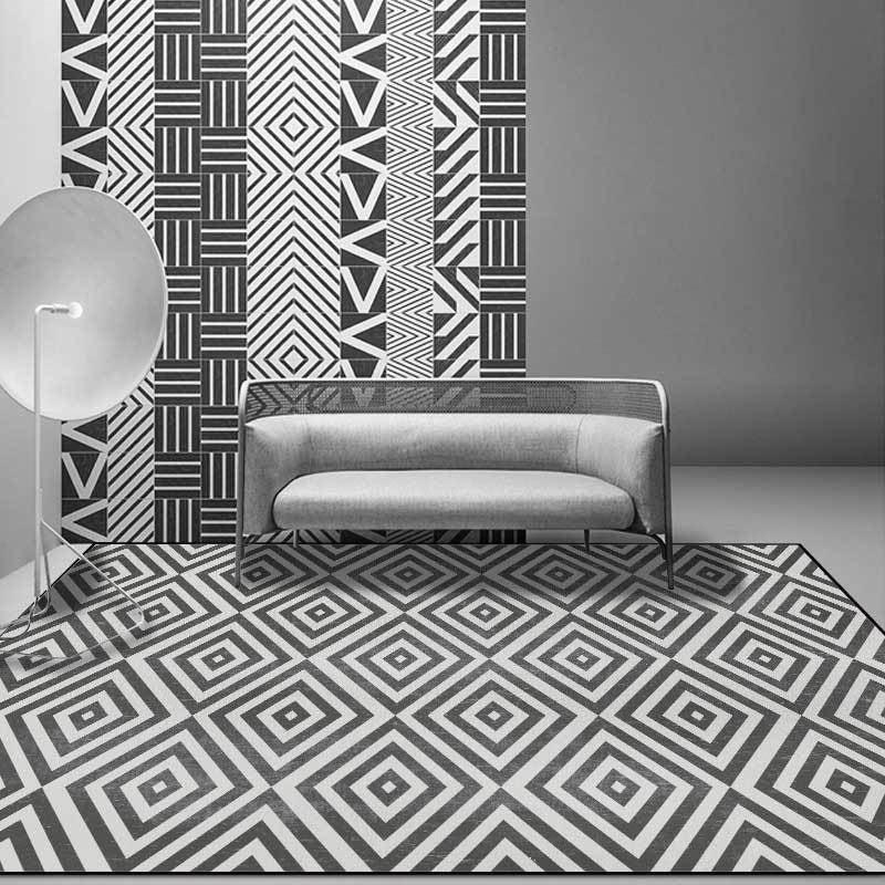 Casual Geometric Pattern Rug Grey Contemporary Rug Polyester Washable Anti-Slip Backing Area Rug for Living Room Dark Gray Clearhalo 'Area Rug' 'Modern' 'Rugs' Rug' 1579486