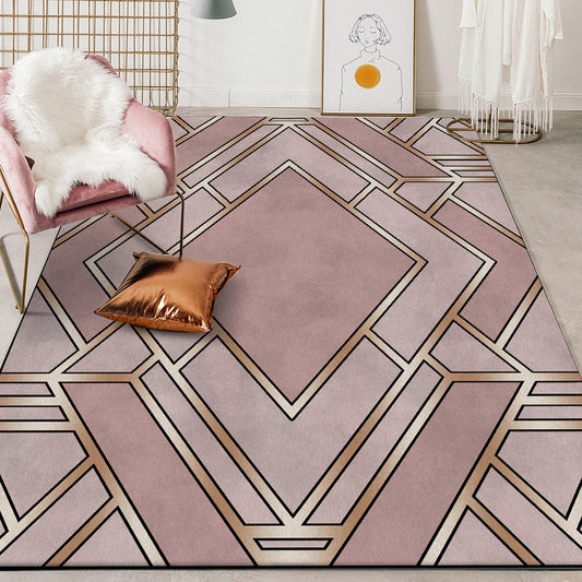 Nordic Geometric Print Rug Pink Polyester Rug Machine Washable Non-Slip Backing Area Rug for Bedroom Clearhalo 'Area Rug' 'Modern' 'Rugs' Rug' 1579495