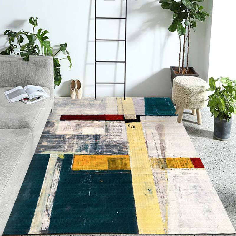 Multicolor Casual Rug Polyester Abstract Rug Washable Area Rug for Bedroom Cream Clearhalo 'Area Rug' 'Modern' 'Rugs' Rug' 1579518