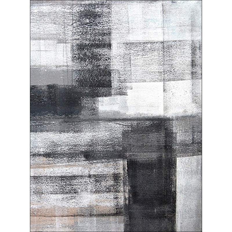 Simple Brushstroke Print Rug Black and Grey Modern Rug Polyester Washable Anti-Slip Backing Carpet for Living Room Clearhalo 'Area Rug' 'Modern' 'Rugs' Rug' 1579528