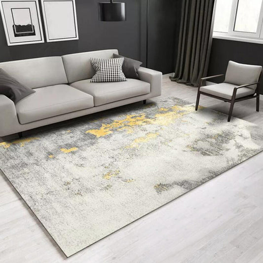 Stylish Abstract Rug White and Golden Casual Rug Polyester Washable Anti-Slip Backing Carpet for Living Room Ivory Clearhalo 'Area Rug' 'Modern' 'Rugs' Rug' 1579534